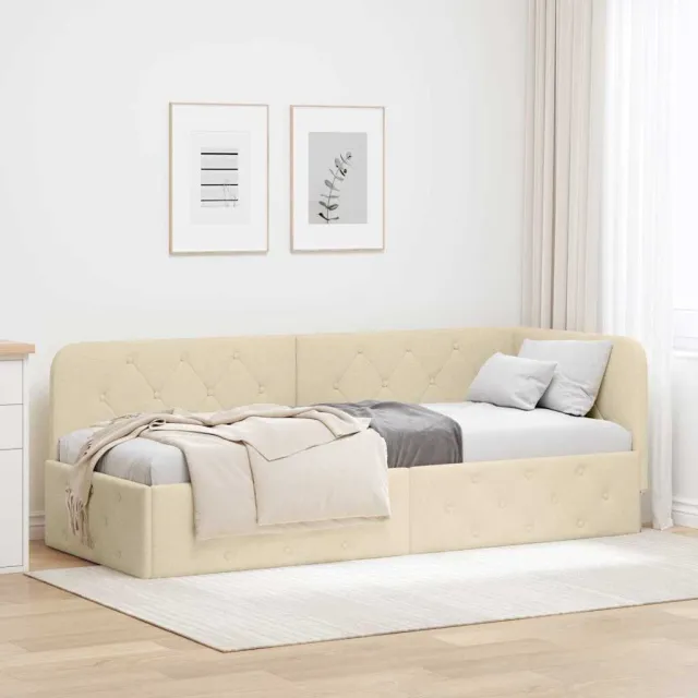 vidaXL Hoekbedframe Crème 80 x 200 cm Stof