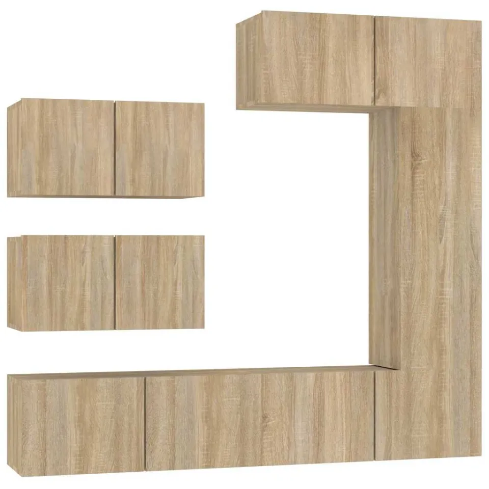 vidaXL 6-delige Tv-meubelset bewerkt hout sonoma eikenkleurig Bruin