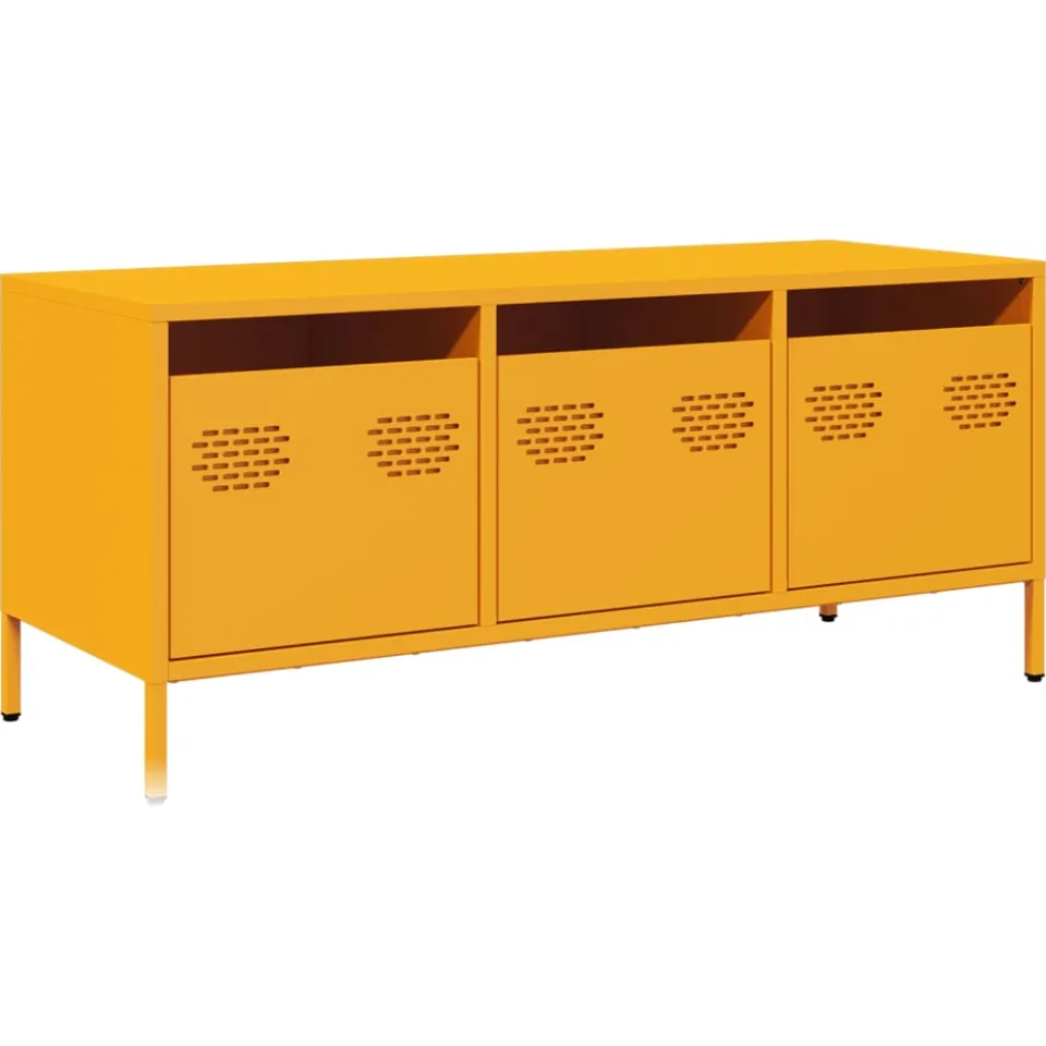 vidaXL Tv-meubel 101,5x39x43,5 cm koudgewalst staal mosterdgeel, foto 3