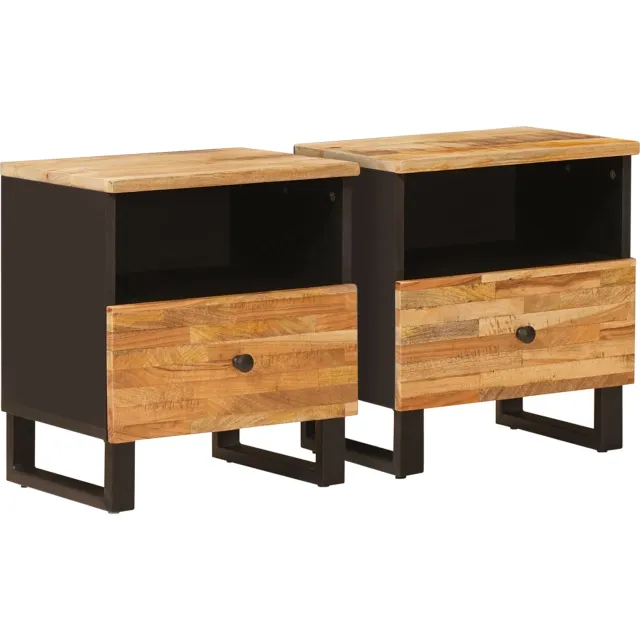 vidaXL Bed kast 2 st Bruin 40 x 33 x 46 cm Massief Mango Hout