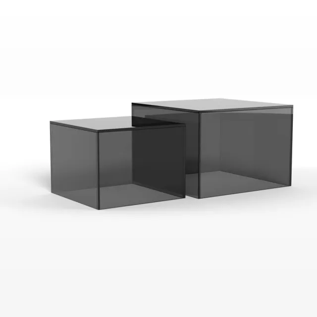 Giga Living Salontafel Livo Glas Smoke Set van 2 50cm - Giga Living Grijs