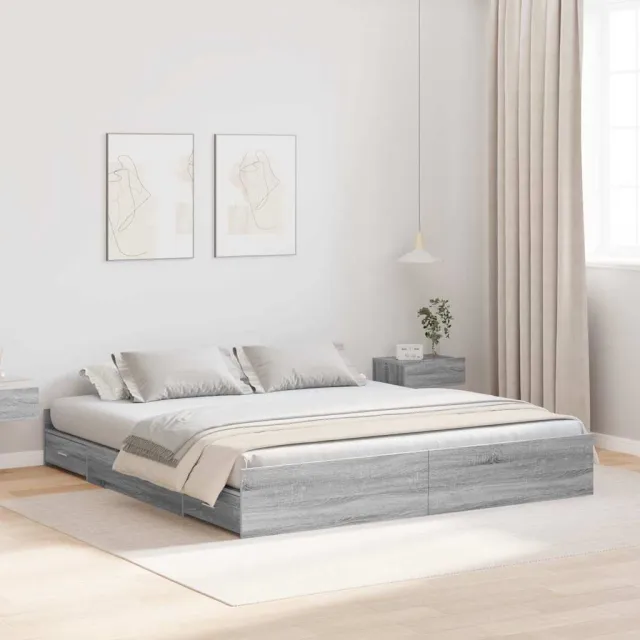 vidaXL Opbergbedframe met lade Grijs Sonoma 180 x 200 cm Bewerkt hout