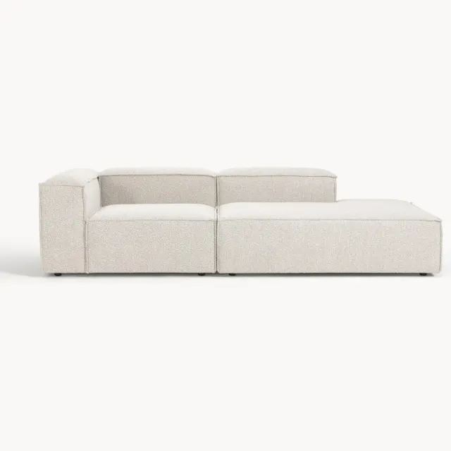Westwing Collection Modulaire chaise longue Lennon van bouclé wit