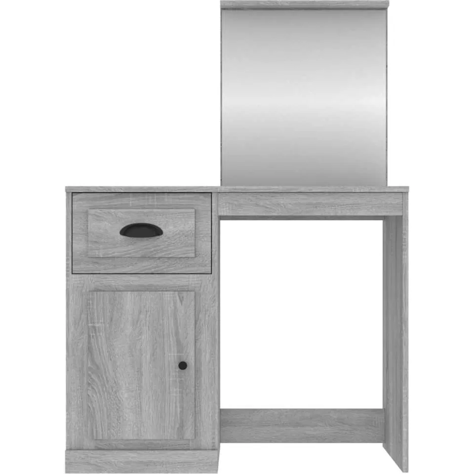 vidaXL Kaptafel met spiegel 90x50x132,5 cm bewerkt hout grijs sonoma, foto 4