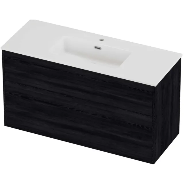 Proline Tribute Badmeubelset Porselein Elegant 1 Kraangat 120x46x67 cm Glans Wit Black Oak Eiken