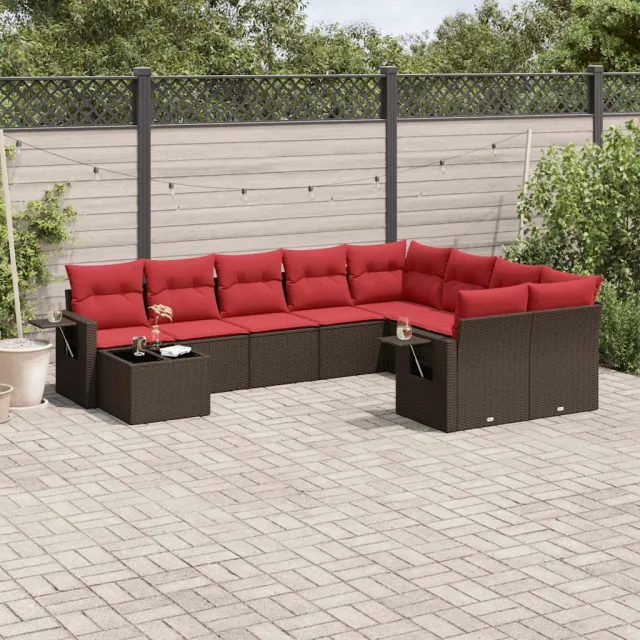 vidaXL 10-delige tuinbankset met kussens, bruin polyrotan, foto 2