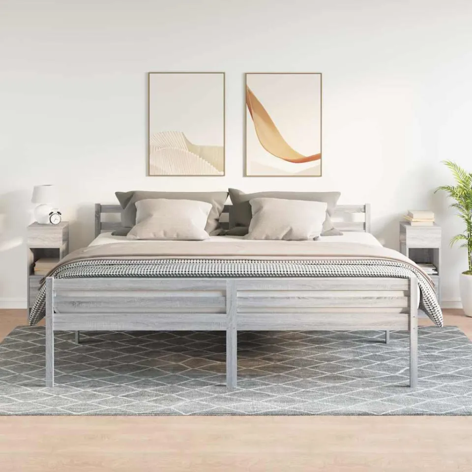 vidaXL Nachtkastjes 2 st met lade 25x31x66 cm grijs sonoma eiken, foto 2