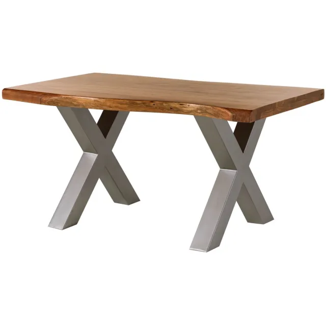 MASSIVMOEBEL24 .DE FREEFORM eettafel blank gelakt massief hout acacia 140x90x77 cm (BxTxH)
