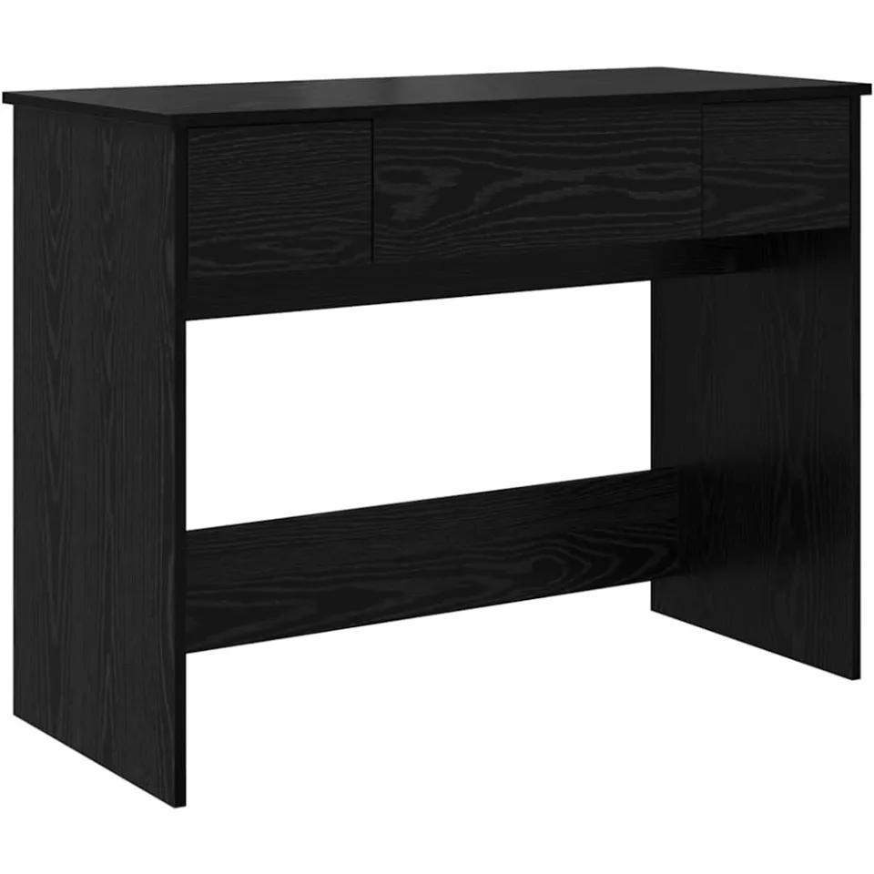 vidaXL Cosmetische Tafel met lade Zwart Eiken 100 x 45 x 76 cm, foto 3