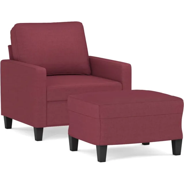 vidaXL Fauteuil - met - voetenbank - 60 - cm - stof - wijnrood