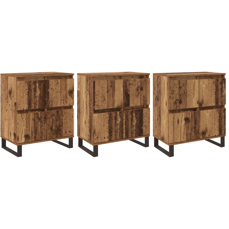 vidaXL Dressoir 3 st Oudhout 60 x 35 x 70 cm bruin, foto 3