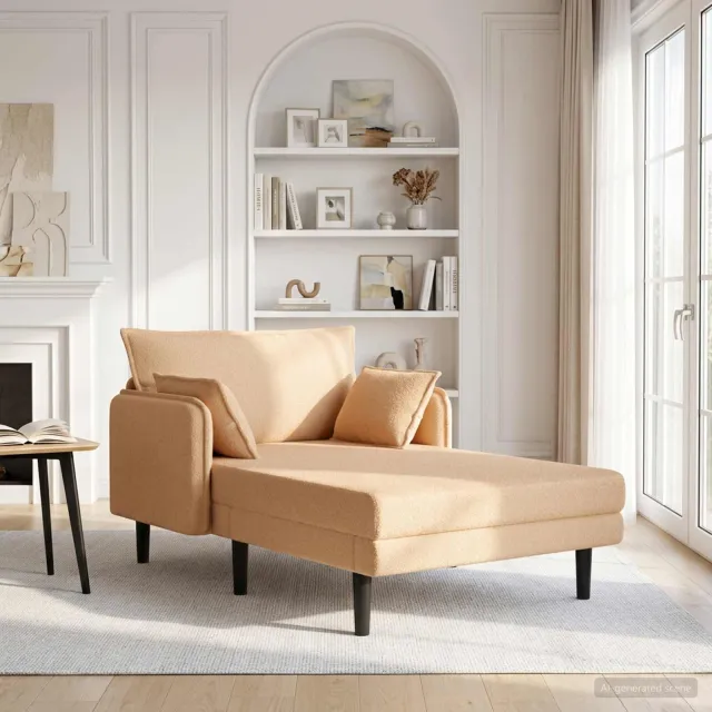 vidaXL Grote chaise longue Beige Bouclé