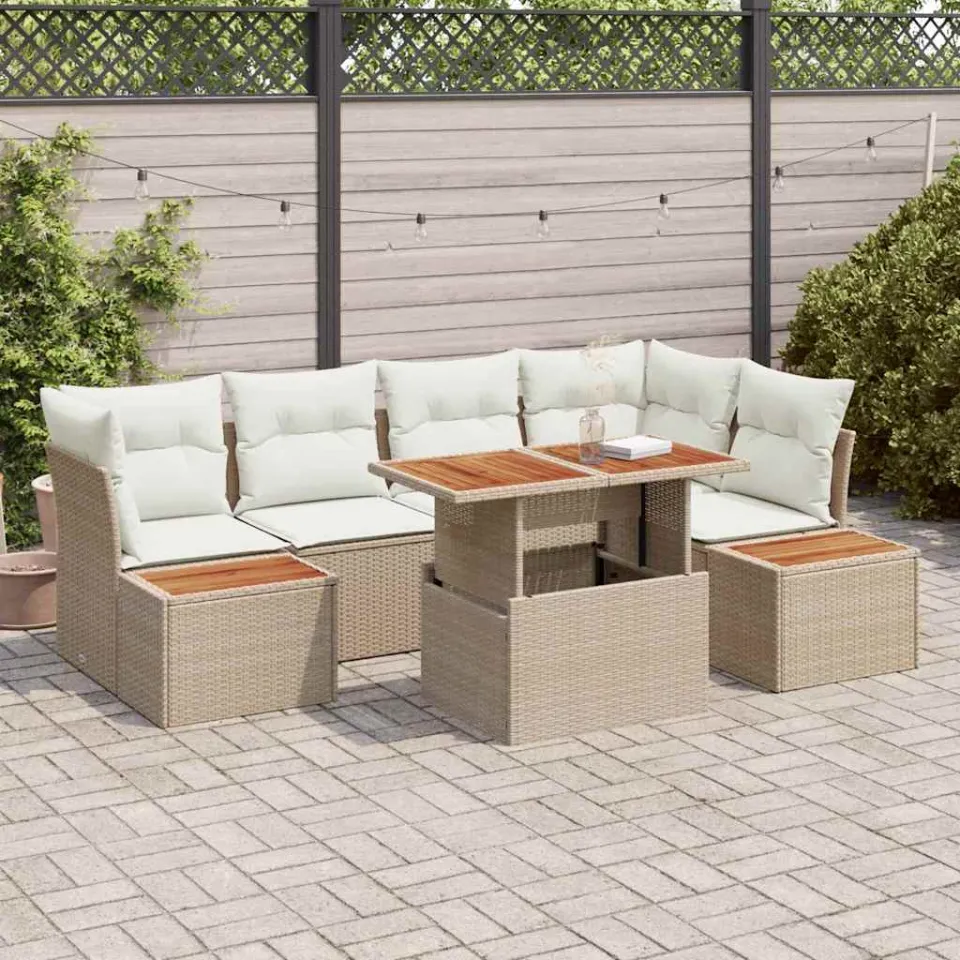 vidaXL Tuin Sofa Set 10 st Beige Poly riet, foto 3