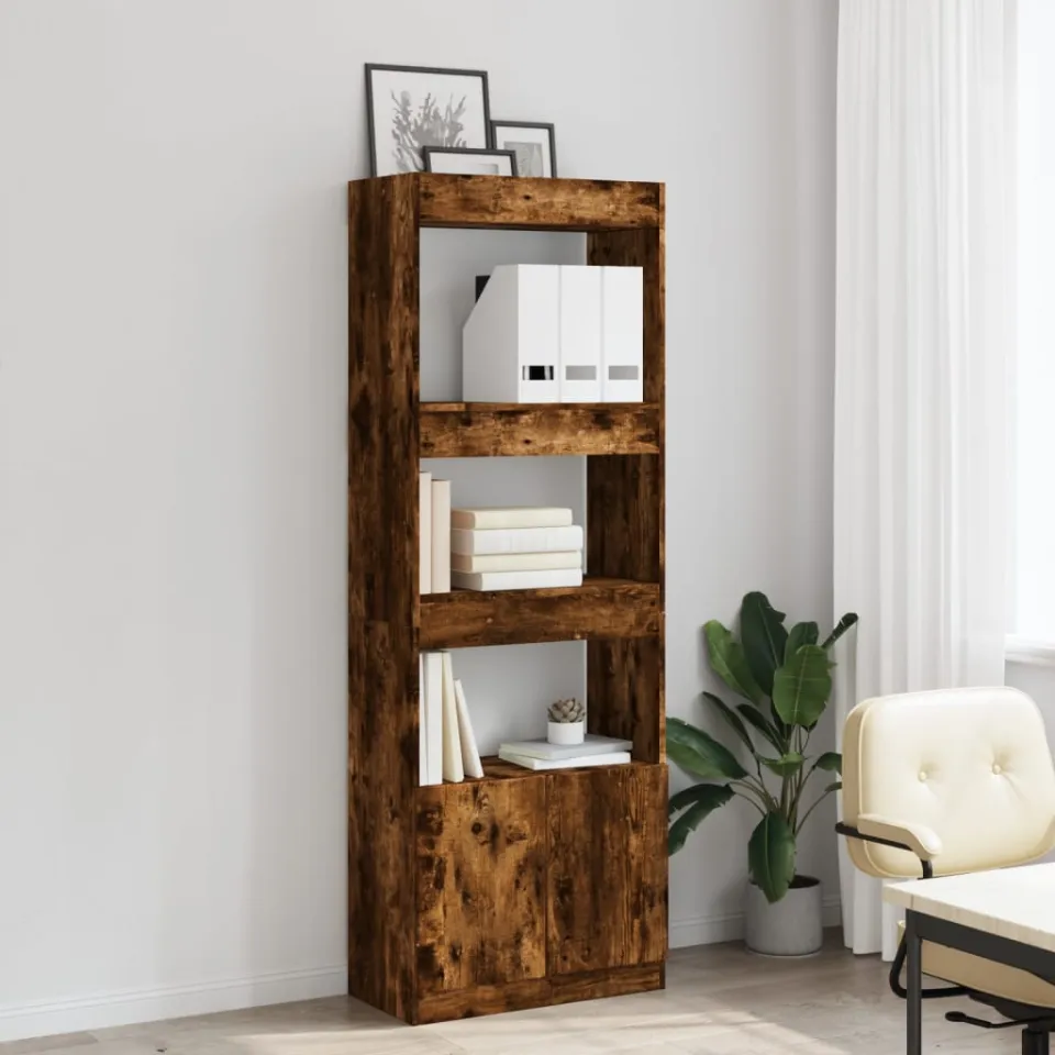 vidaXL Hoge kast 63x33x180 cm bewerkt hout gerookt eikenkleurig, foto 2
