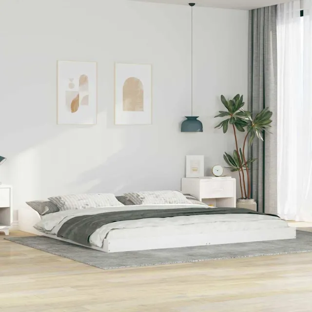 vidaXL Bedframe Wit 200 x 210 cm Massief grenenhout