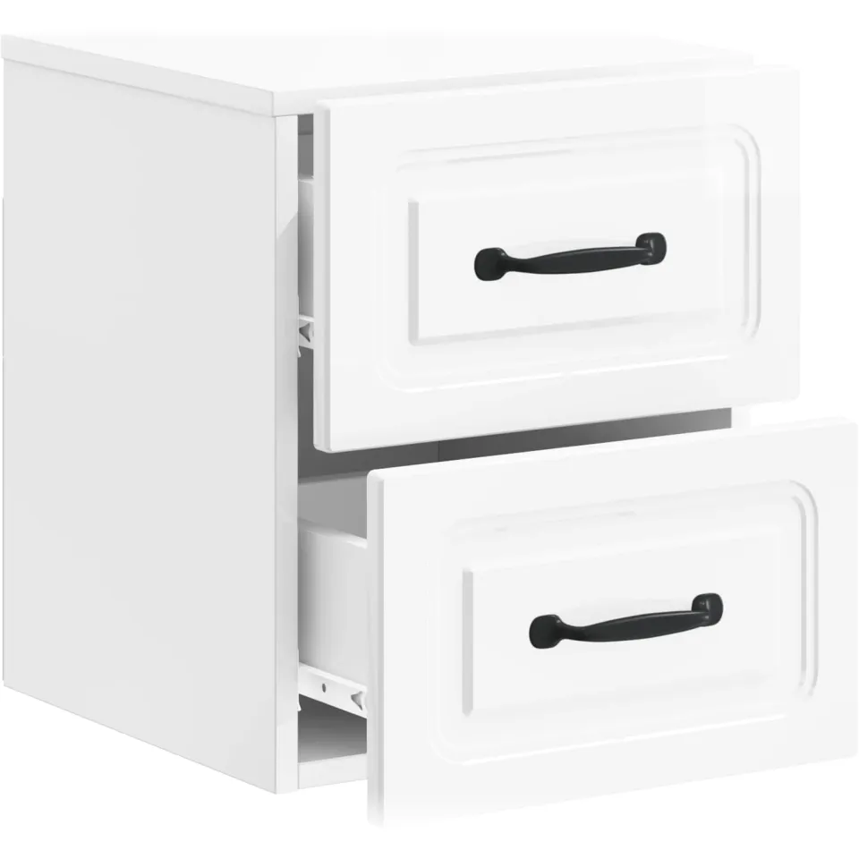 vidaXL Wandbeugel Bedkast Hoogglans Wit 34,5 x 33 x 40 cm Bewerkt hout, foto 4