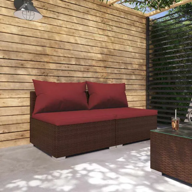 vidaXL 2-delige Loungeset met kussens poly rattan bruin, foto 2
