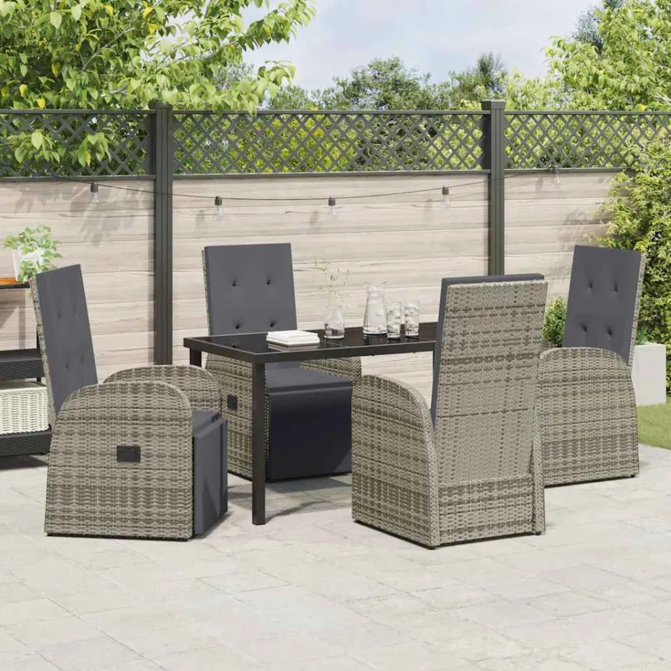 vidaXL Tuin eettafelset 5 st Grijs poly rattan, foto 3