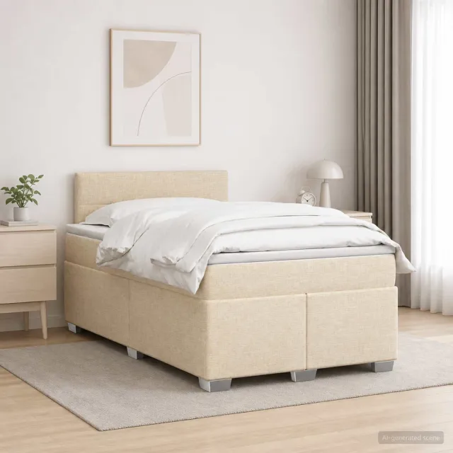 vidaXL Boxspringbed met matras Crèmekleurig 120 x 200 cm Stof