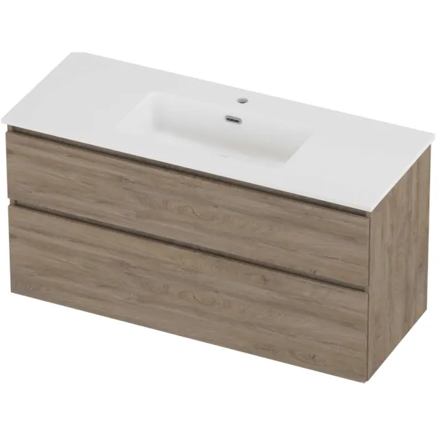 Proline Tribute Badmeubelset Porselein Elegant 1 Kraangat 120x46x62 cm Mat White Raw Oak Eiken