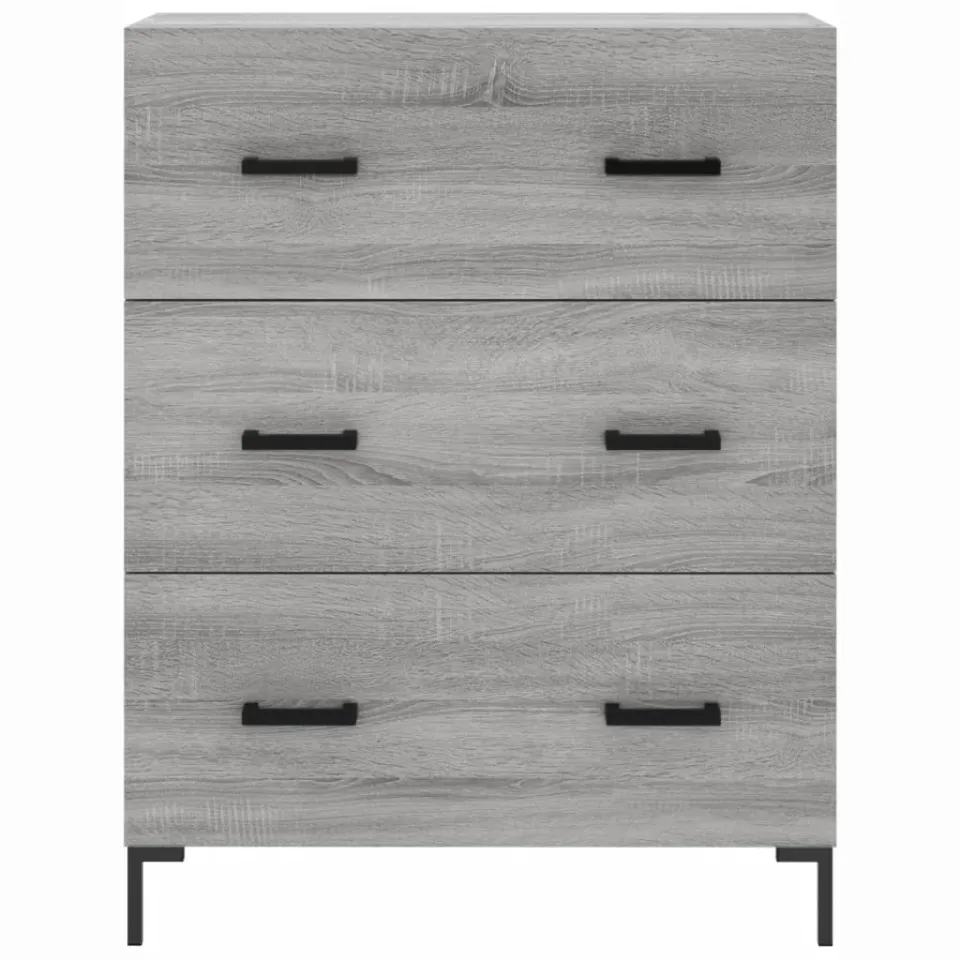 vidaXL Dressoir 69,5x34x90 cm bewerkt hout grijs sonoma eikenkleurig