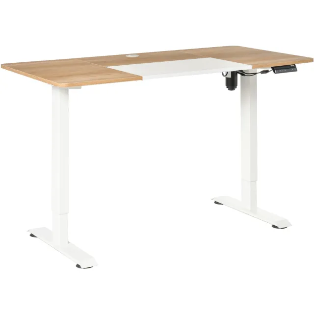 Vinona Elektrisch verstelbaar bureau - Met memory-functie - 140 x 70 x 72-116 cm - Natuur/Wit Multi