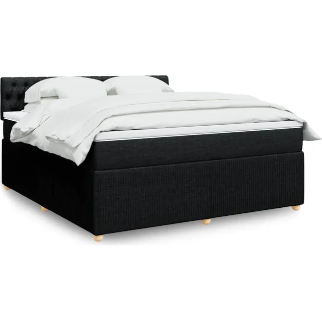 vidaXL Boxspring met matras stof zwart 180x200 cm