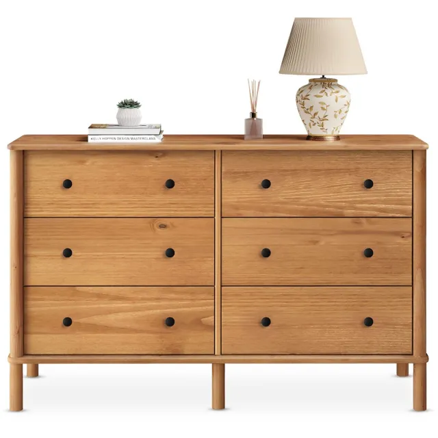 IDIMEX APOANA-commode van massief hout met 6 lades – eikenkleuren bruin