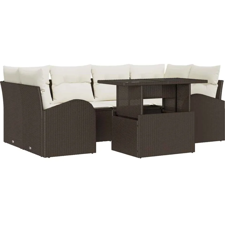 vidaXL Tuin Sofa Set 7 st Bruin poly rattan