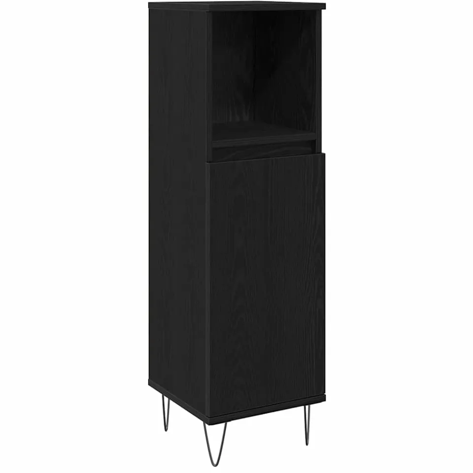 vidaXL Badkamermeubelset 3 st Zwart Eiken 30 x 30 x 180 cm, foto 2