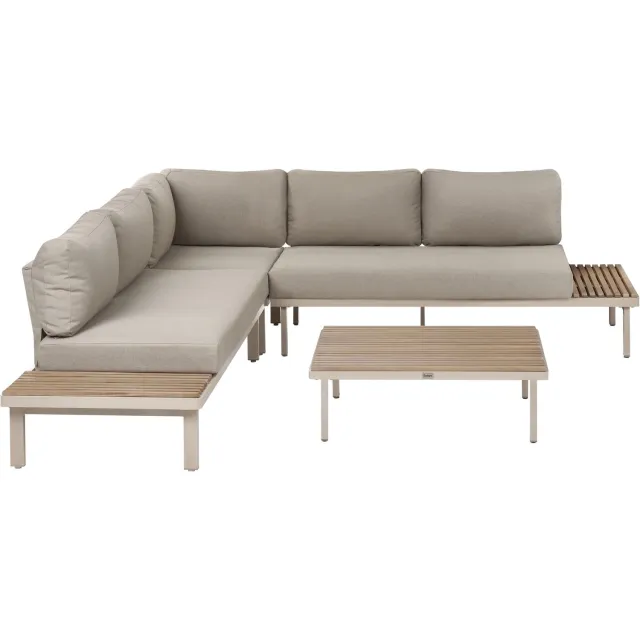 Beliani FIVIZZANO - Hoekloungeset 5-zits - Beige - Acaciahout