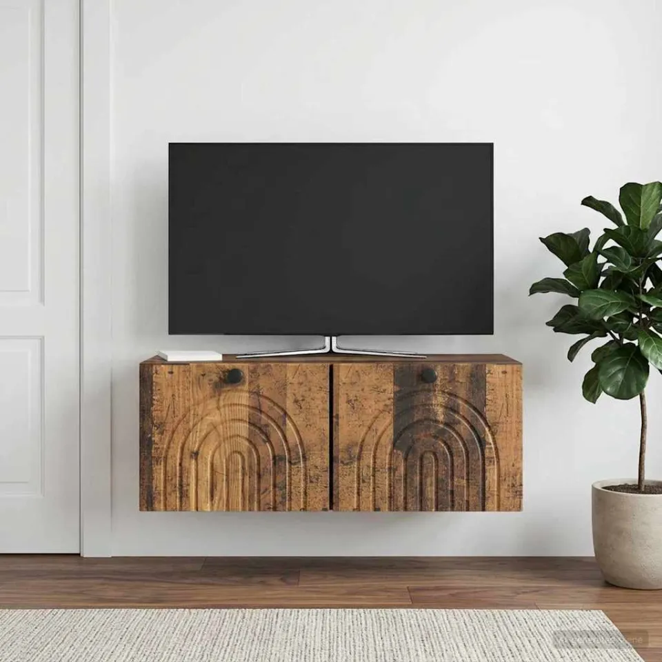 vidaXL Wandbeugel TV-kast Oud hout 78,5 x 31 x 30 cm Bewerkt hout bruin, foto 4