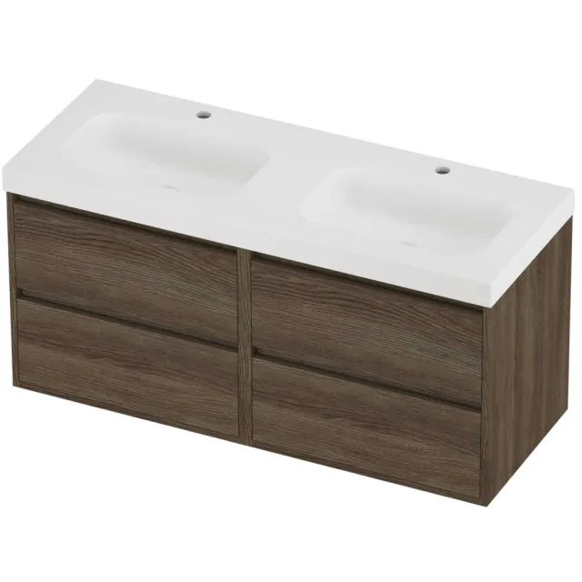 Proline Haga Badmeubelset Polystone Mezza 4 Laden 120x46x58 cm Mat White Vital Oak Eiken