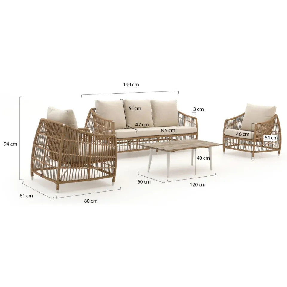 Manifesto Furniture Manifesto Ortello/ROUGH-K stoel-bank loungeset 4-delig 5-zits bruin, foto 2