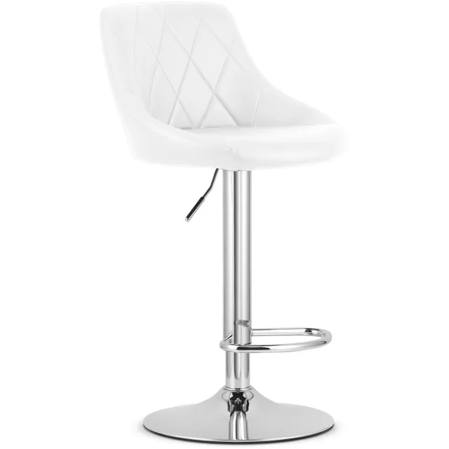 LEOBERT Barkruk AREX - Kunstleer Wit, Chromen Basis, Rugleuning, Modern Design, Hoogte Verstelbaar, 360° Draaibaar, Max. 120 kg wit / zilver
