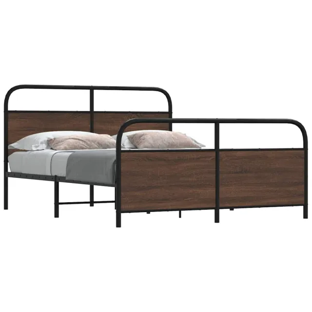vidaXL Bedframe zonder matras metaal bruin eikenkleurig 150x200 cm