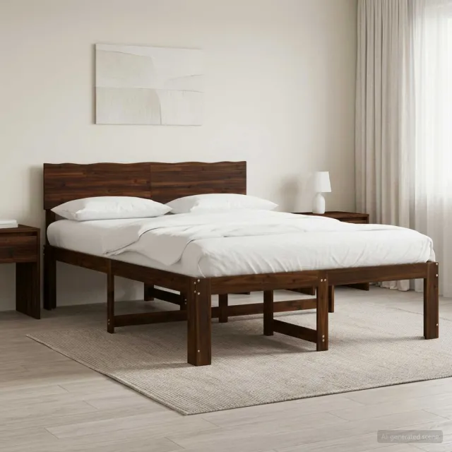 vidaXL Tweepersoonsbed met hoofdeinde ROSTOCK Donkerbruin 135 x 190 cm