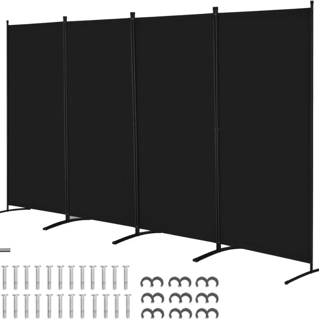 DailyDamaar scheidingswand - Panelen - Kamerverdeler - Privacyscherm - Ruimteverdeler - Opvouwbaar - 3 delen - Zwart