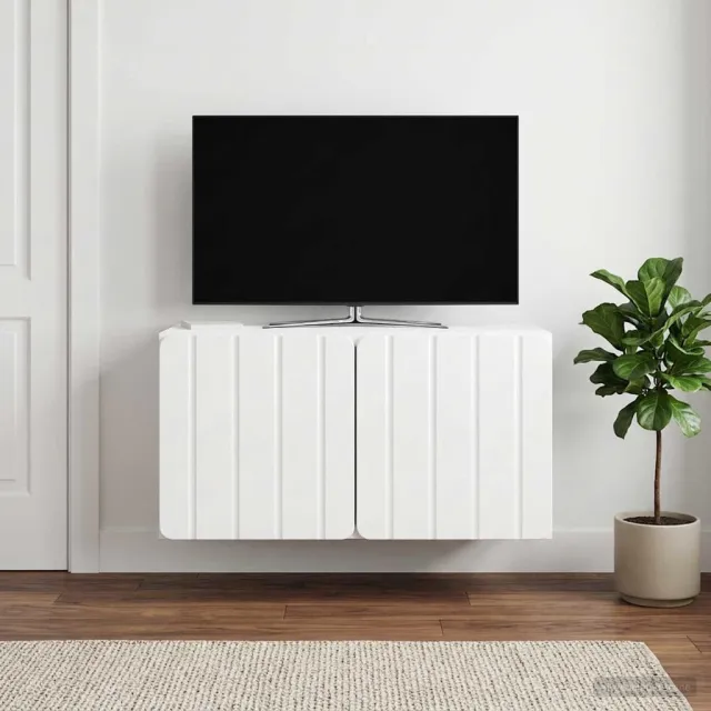 vidaXL Wandbeugel TV-kast 59,5 x 31 x 30 cm Hoogglans Wit Bewerkt hout