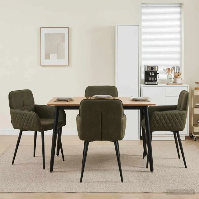 vidaXL Eettafelstoelen 4 st Nep Suede Leer Legergroen