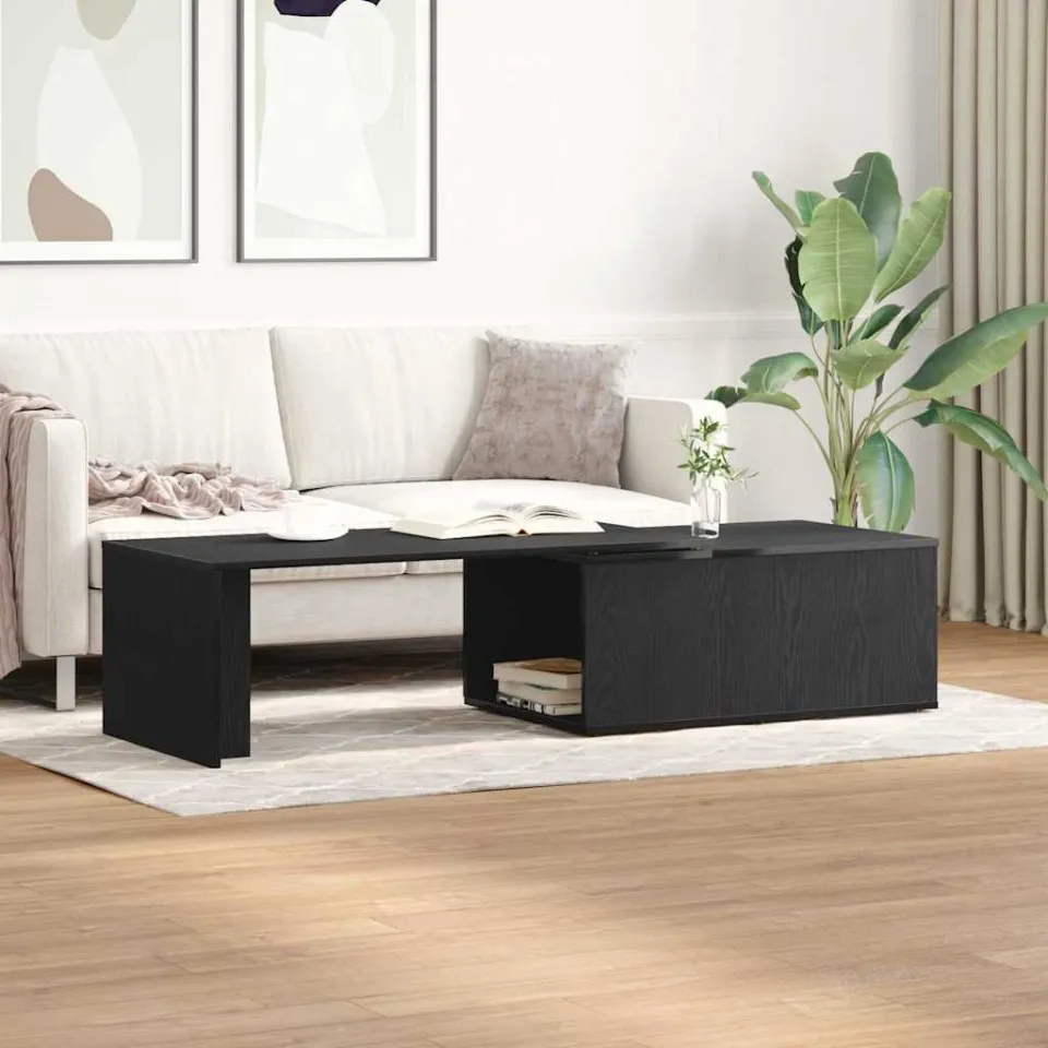 vidaXL Salontafel Zwart Eiken 150 x 50 x 35 cm Bewerkt hout, foto 3