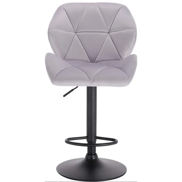 Dripio Barkruk Comfy Lichtgrijs - Met rugleuning - Stevig- Velvet - Set van 1 - Keuken - Barstoelen ergonomisch - Verstelbaar in hoogte - Zithoogte 60-82cm