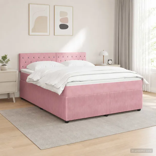 vidaXL Boxspringbed met matras Roze 140 x 190 cm Fluweel