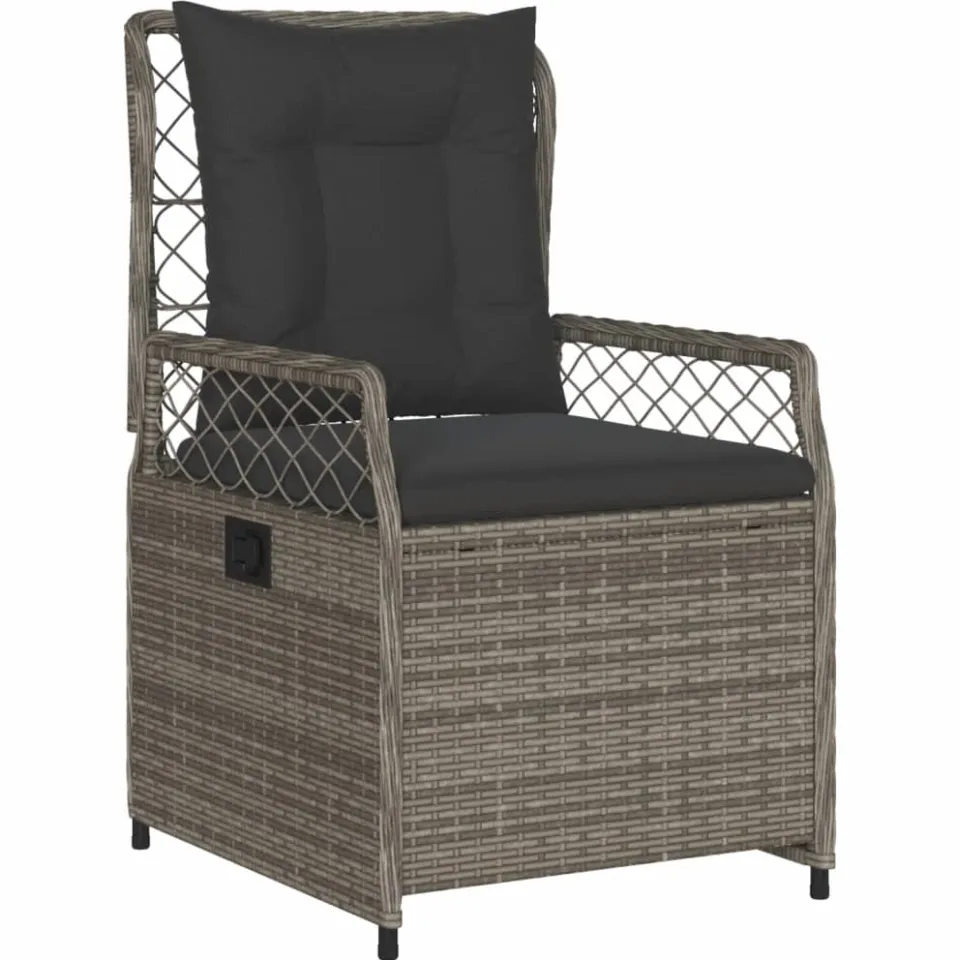 vidaXL 9-delige Tuinset met kussens poly rattan grijs