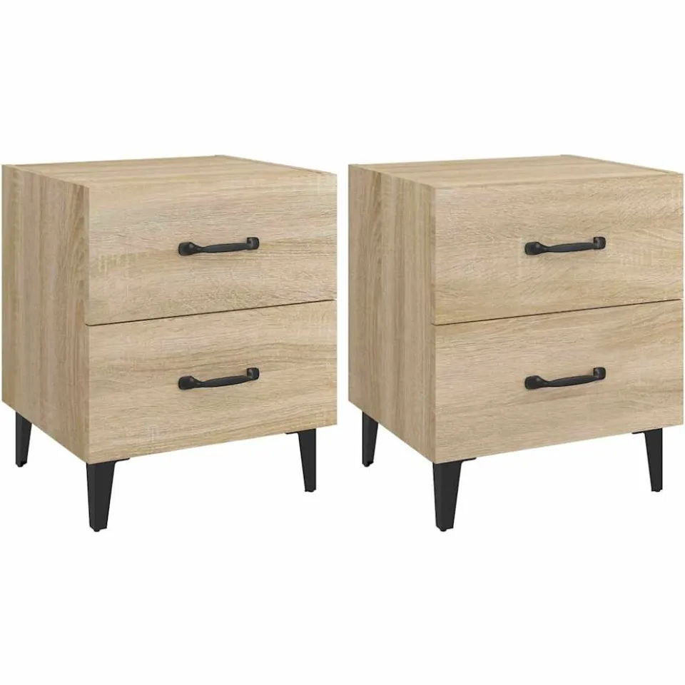 vidaXL Nachtkastjes 2 st 40x35x47,5 cm sonoma eikenkleurig, foto 3