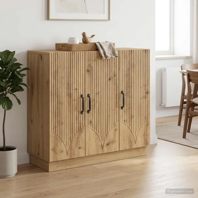 vidaXL Dressoir Artisanaal eiken 89 x 34,5 x 77 cm Bewerkt hout, foto 2