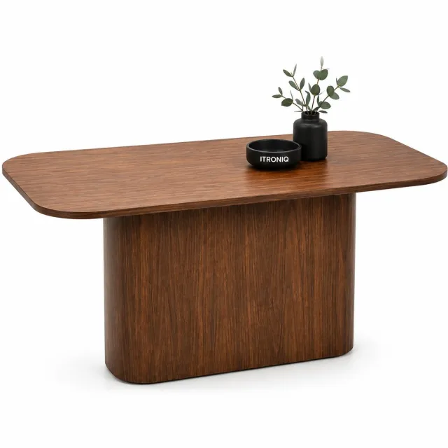 ITRONIQ Eettafel 160x90 CM - Houten Eettafel voor 4/6 Personen - Rechthoekige Tafel - Woonkamer - Modern Japandi Design - Bruin