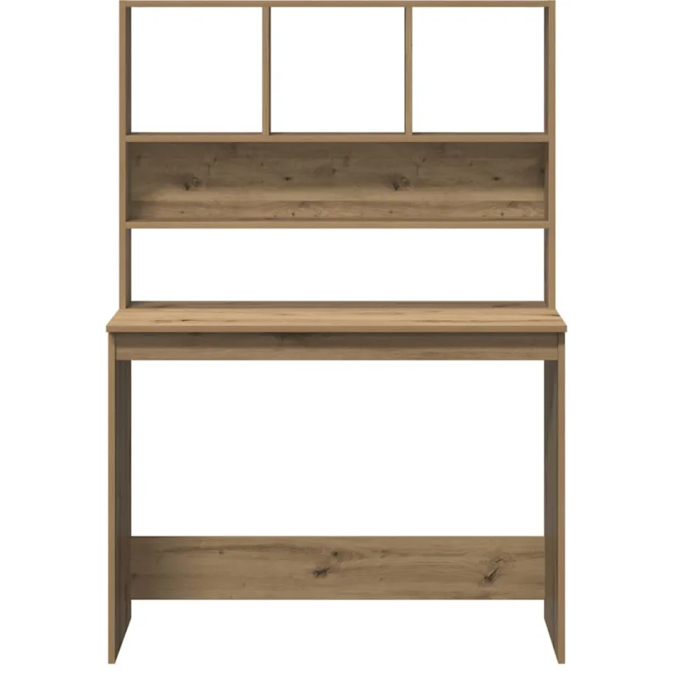 vidaXL Bureau met schappen 102x45x148 cm bewerkt hout artisanaal eiken, foto 4
