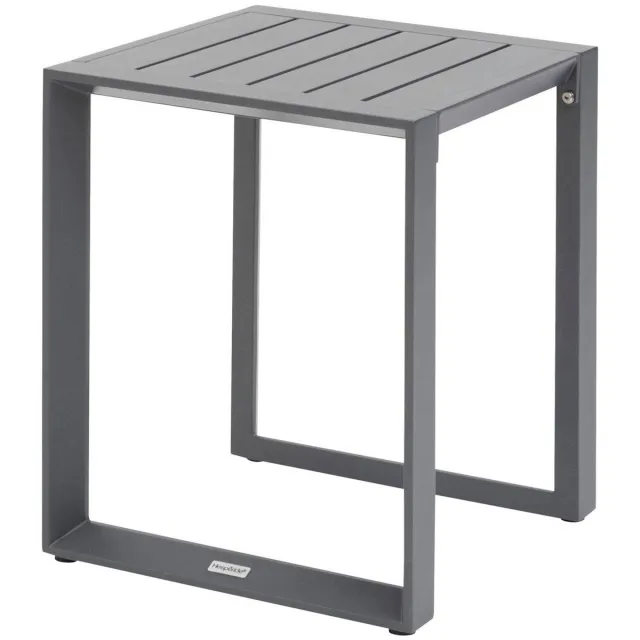 Hespéride Vierkante bijzettafel voor in de tuin van aluminium met latten ALLURE Gris graphite
