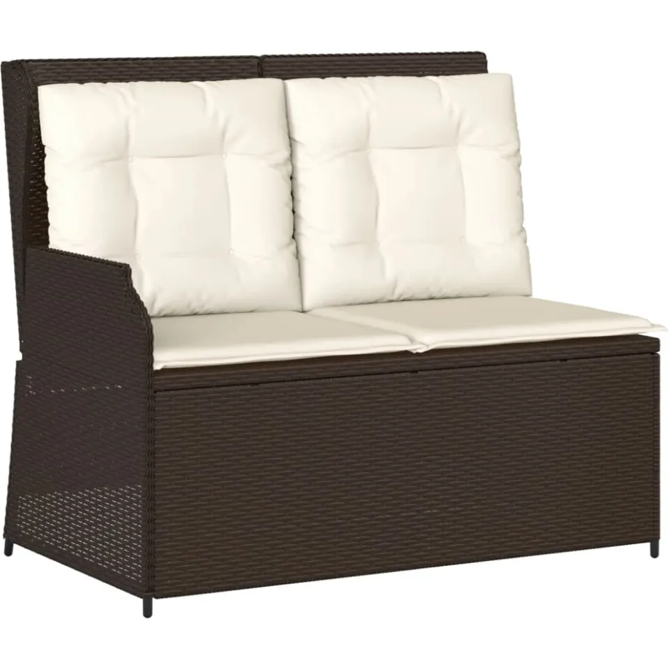 vidaXL 5-delige Loungeset met kussens poly rattan bruin